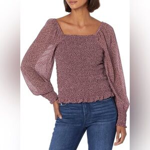 Madewell | Lucie Bubble Sleeve Smocked Top | Garden | Long Sleeve | Purple | XS